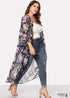 Vestido estilo kimono bohemio color ébano de talla grande para mujer